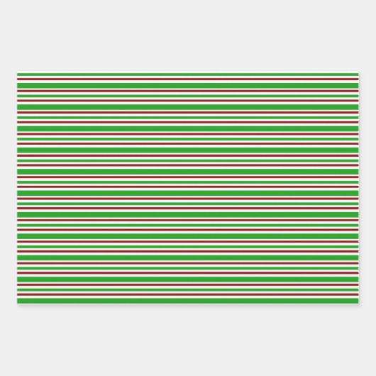 Groene, witte, rood gekleurde kerstlijnen inpakpapier vel (Voorkant)