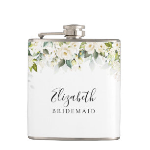 Groene witte rozen bruidsdouchefles heupfles