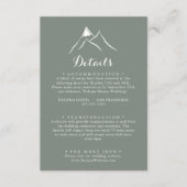 Groene witte silhouet berg bruiloft details informatiekaartje (Voorkant)