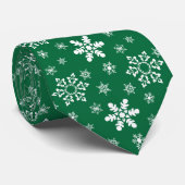 Groene witte sneeuwvlokken Feestdagen Kerstwinter Stropdas (Opgerold)