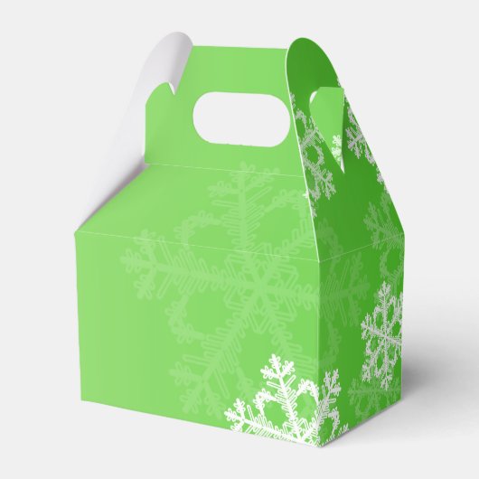 Groene Witte Sneeuwvlokken Minimalistische Kerstmi Bedankdoosjes (Achterkant)