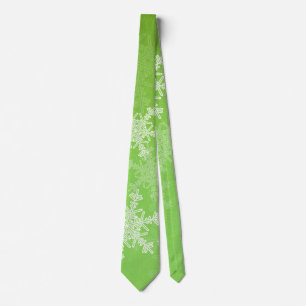 Groene Witte Sneeuwvlokken Minimalistische Kerstmi Stropdas