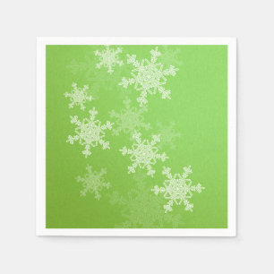 Groene Witte Sneeuwvlokken Minimalistische Kerstna Servet