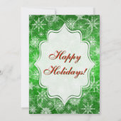 Groene, Witte Sneeuwvlokken Vakantie Feest Uitnodi Kaart (Achterkant)