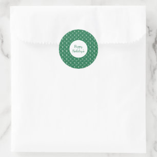 Groene Witte Sneeuwvlokken Vakantiedagen Kerstmis Ronde Sticker
