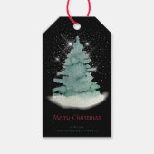 Groene witte ster kerstboom cadeaulabel (Voorkant)