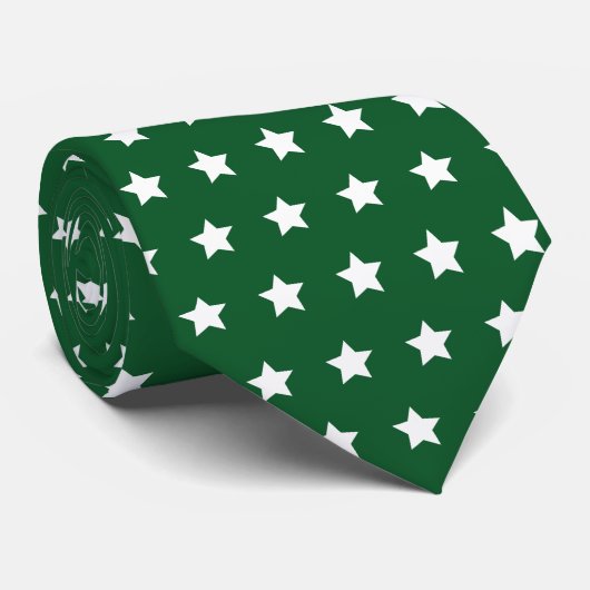 Groene & Witte Sterren Pattern Stropdas (Opgerold)