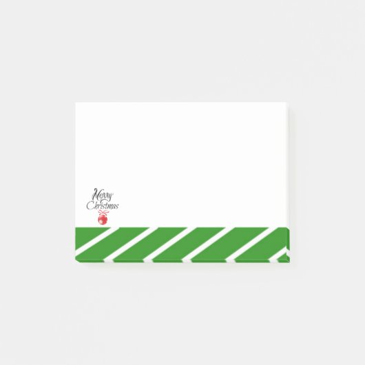 Groene Witte Streep Prettig Kerstfeest Post-it® Notes (Voorkant)