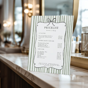 Groene Witte Streep Vintage Boog Prijslijst Reclamebord Met Voetstuk