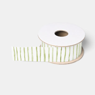 Groene Witte Strepen Bruiloft Grosgrain Lint