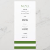 Groene witte strepen klaver Ierse bruiloft menukaa Menu (Achterkant)