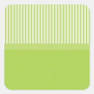 Groene Witte Stripes Polka Dots met een lint Vierkante Sticker