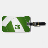 groene witte teamkleuren monogramme volleybal bagagelabel (Voorkant horizontaal)