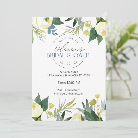 Groene & Witte Tuin Blooms Vrijgezellenfeest Kaart (Staand voorkant)