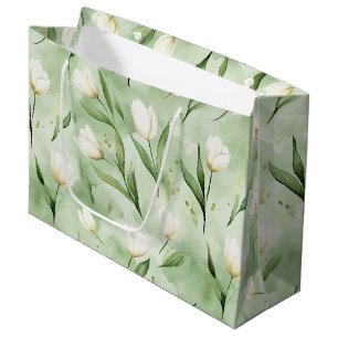 Groene Witte Tulp Bloemen Verjaardag Groot Cadeauzakje
