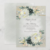 Groene witte Waterverf Floral Glitter Wedding Kaart (Voorkant / Achterkant)