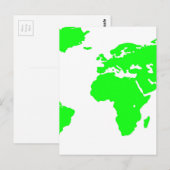 Groene witte Wereldkaart Briefkaart (Voorkant / Achterkant)
