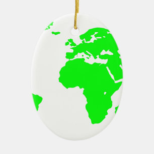 Groene witte Wereldkaart Keramisch Ornament