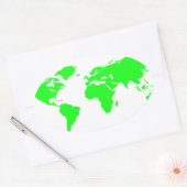 Groene witte Wereldkaart Ovale Sticker (Envelop)