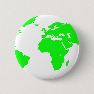 Groene witte Wereldkaart Ronde Button 5,7 Cm