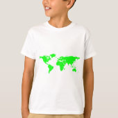 Groene witte Wereldkaart T-shirt (Voorkant)