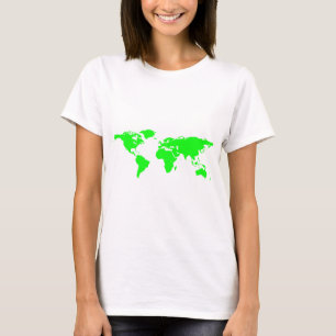 Groene witte Wereldkaart T-shirt