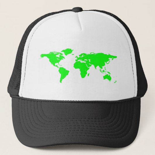 Groene witte Wereldkaart Trucker Pet (Voorkant)