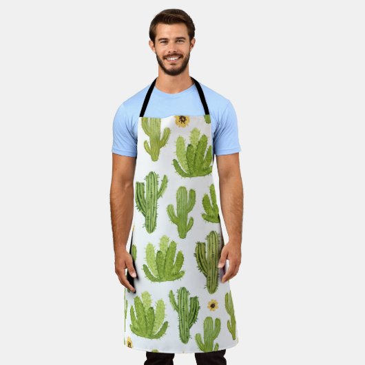 Groene woestijncactus: naadloze Waterverf Schort (Gedragen)