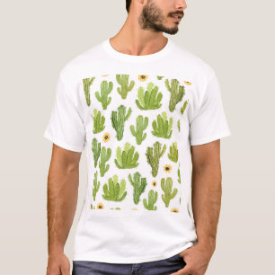 Groene woestijncactus: naadloze Waterverf T-shirt