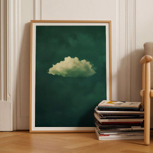 Groene Wolk Print Moody Wolk Schilderen Smaragdgro