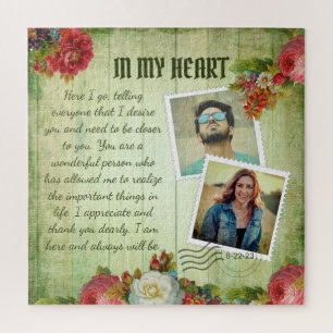 Groene Wooden Floral Romantic Love Letter Legpuzzel