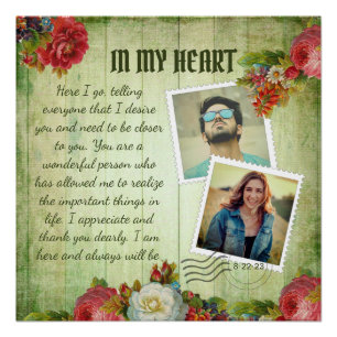  Groene Wooden Floral Romantic Love Letter Perfect Poster