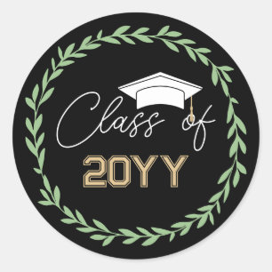 Groene Wreatekklasse van Add Year Afstuderen Ronde Sticker