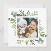 Groene Wreater Custom Text Holiday Photo Square Ka Feestdagenkaart (Voorkant)