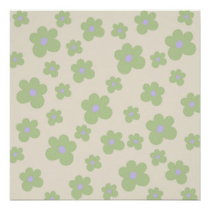 Groene Y2K Bold Wildflower Levendige Spring Art Perfect Poster
