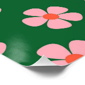 Groene Y2K Bold Wildflower Levendige Spring Art Perfect Poster (Hoek)