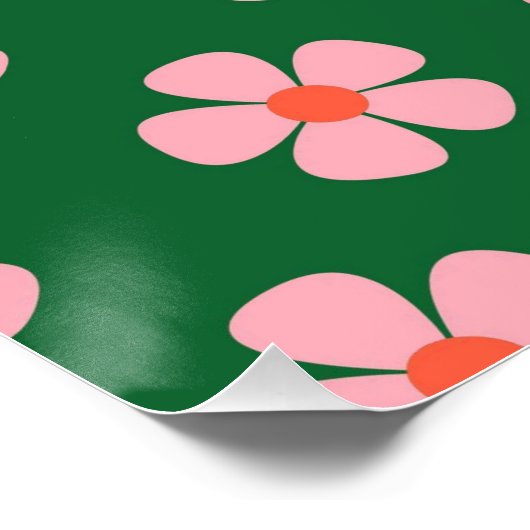 Groene Y2K Bold Wildflower Levendige Spring Art Perfect Poster (Hoek)