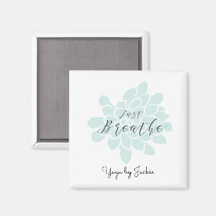 Groene Yoga Adem Witte Bloemen Magneet