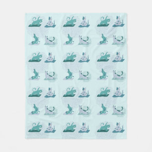 Groene Yoga Katten Fleece Deken