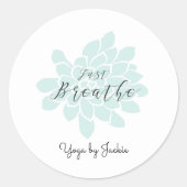 Groene Yoga Meditatie Witte Bloemen Ronde Sticker (Voorkant)