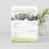 Groene zachte pastel huwelijksprogramma bewerkbare programma (Staand voorkant)