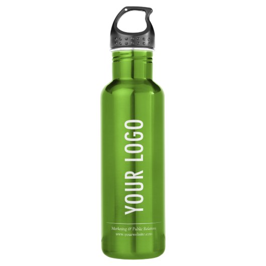 Groene Zakelijke Waterfles met Bedrijf Logo 24oz (Voorkant)