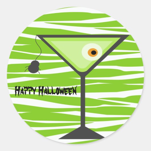 Groene Zebra Eyeball Cocktail Halloween Sticker (Voorkant)