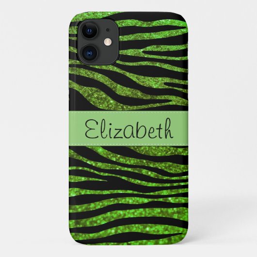 Groene Zebra, Glitter Zebra, Zebra Print, Jouw naa Case-Mate iPhone Case (Achterkant)