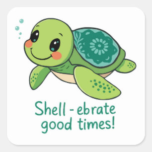 Groene Zee Schildpad Grote Sticker woordspeling