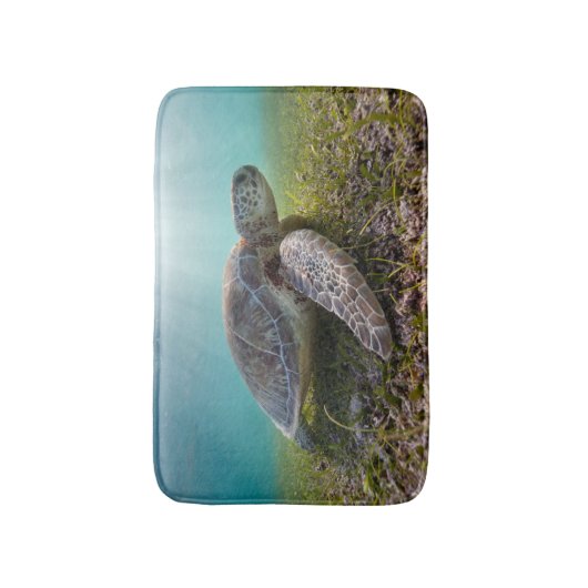 Groene Zee schildpad in duusk | Akumal Bay Badmat (Voorkant Verticaal)