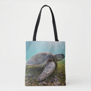 Groene Zee schildpad in duusk Akumal Bay Tote Bag