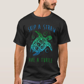 Groene Zee Schildpad Sla een rietje Sla een Schild T-shirt