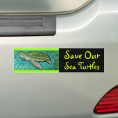 Groene Zee Turtle Bumpersticker (Op auto)