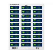 Groene Zee Turtle op Navy Retouradres Etiket (Full Sheet)